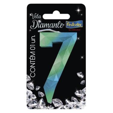 Imagem de Vela Diamante Azul com Verde - 01 Unidade - Festcolor