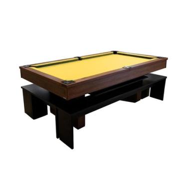 Imagem de Mesa de Sinuca e Jantar com 4 Bancos - 2,00x1,10 - Nelson Bilhares, Ha