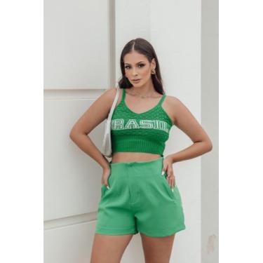 Imagem de Top Cropped Brasil Tricot - Nahir Malhas - Moda Trcot, Verde