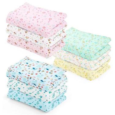 Imagem de Kit 3 Cueiro Manta Bebê Flanelado 80x60cm Estampado Aconchego Bebe Inf