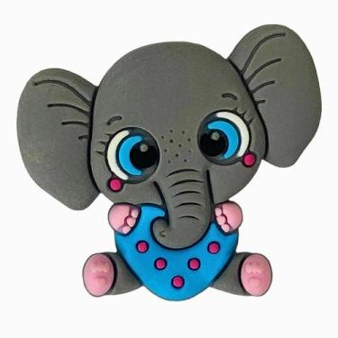 Imagem de Kit 50 Peças aplique Emborrachado Elefante Fofinho Coração Azul - RAE