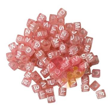 Imagem de Miçanga Letra Quadrada Rosa 6mm Entremeio 50gr Aprox. 300pcs - Adb