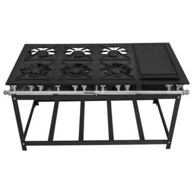 Imagem de Fogão 6 Bocas com Bifeteira Baixa Pressão P7 3QD e 3QS Super - Kenok