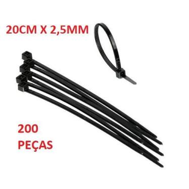Imagem de Abraçadeira Nylon Preta Fertak 200 Peças