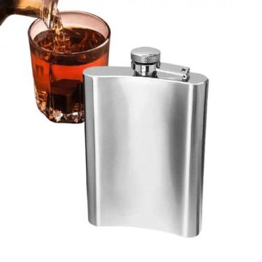 Imagem de Cantil Porta Bebidas Bolso Whisky Aço Inox 235ml - Cantil 80Z