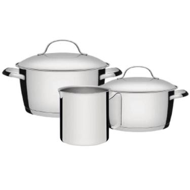 Imagem de Jogo de Panelas Tramontina Aço Inox Indução Kit 3 Peças Allegra
