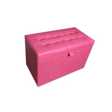 Imagem de Puff baú retangular para sala, quarto c/ pistão á gás - rosa pink mate