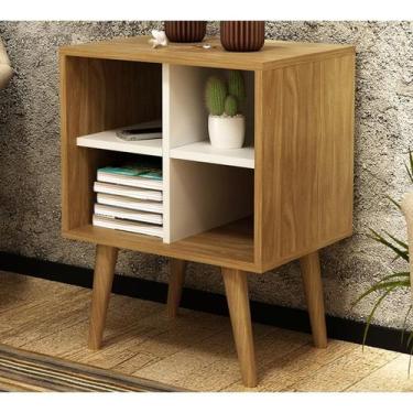 Imagem de Mesa de Apoio Lateral 04 Nichos E1720 Natural Off White Tecno Mobili, 