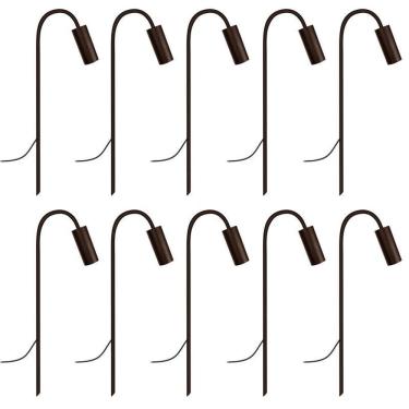 Imagem de Kit 10 Balizadores Luminária Chão Espeto Jardim Marrom 50Cm
