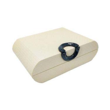 Imagem de Caixa Decorativa Bege Texturizado Menor Luxo Circulo Preto - LUXdécor 
