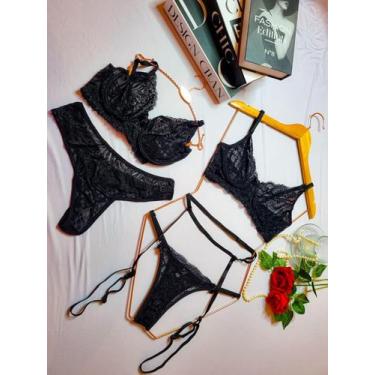 Imagem de KIT Lingerie Sensual Tule Em Renda + Liga Secret Love - Ninfrodite, Pr