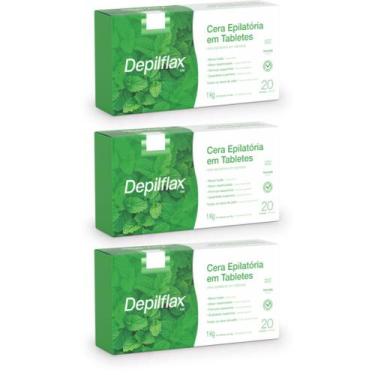 Imagem de Depilflax Kit 3 Caixas Cera Quente Depilatória Espanhola 1Kg Hortelã