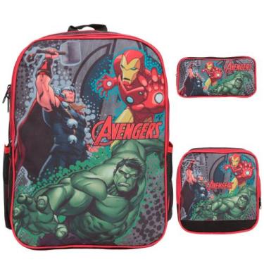 Imagem de Kit Mochila Infantil Menino Vingadores + Lancheira Térmica - Plike