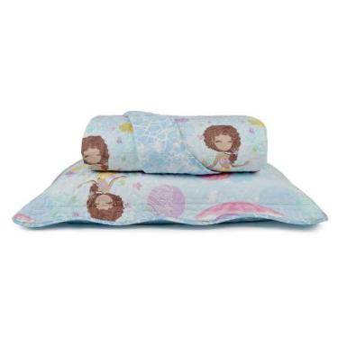 Imagem de Colcha Matelasse Infantil Solteiro Sereia Azul 2 Peças - Santista, Azu