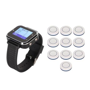 Imagem de de Chamada Sem Fio, Campainha Piscante, Receptor Sem Fio Multifuncional Com 10 Pagers de Chamada para Loja de Hotel (Plugue dos EUA)