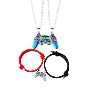 Imagem de COLORFUL BLING Colar magnético de controle de jogo para casais, pingente de alça para console, para melhores amigos, amizade, presentes de Dia dos Namorados, joia para ele e para ela, joias para melhor amiga, metal, Liga metálica.