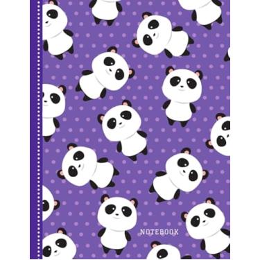 Imagem de Notebook: College Ruled 8.5x11 Letter Size / 120 Blank Lined Pages for School/Work/Journaling/Writing/Note Taking/Panda Bear Cartoon and Purple Polka Dot Cover