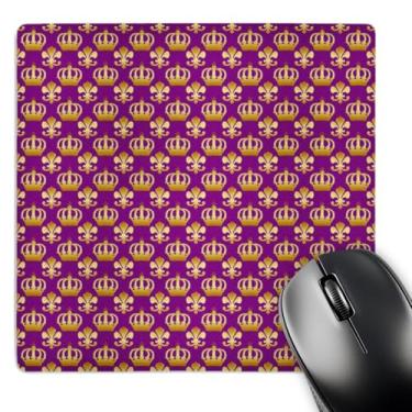 Imagem de 3dRose Mouse pad LLC 20 x 20 x 0,65 cm coroa dourada e flor de lis em fundo roxo real (mp_28716_1)