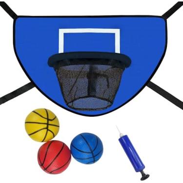 Imagem de LEADWIN Cesta De Basquete Para Trampolim Com Bomba E Mini Bola, À Prova D'Água, Protetor Solar, Materiais Macios, Fácil De Montar, Resistente Para Ajuste De Enterrada, Acessório Para Trampolim Para