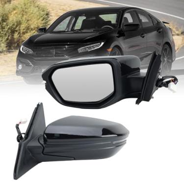 Imagem de MOFOAP Espelho lateral do motorista compatível com Honda Civic Sport Touring Sedan Coupe 2016 2017 2018 2019 2020 2021 com seta aquecida em preto (7 pinos)