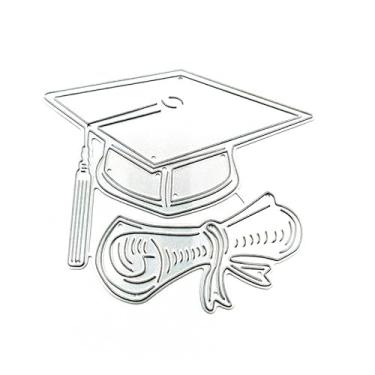 Imagem de Molde de formatura de prata para corte de chapéu de solteiro, molde de gravação de fundo de graduação, moldes de graduação para artesanato faça você mesmo, álbum de recortes, fabricação de cartões,