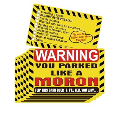 Imagem de You Parked Like a Moron Note Card Dupla Face 7,6 x 12,7 cm Cartão de Violação de Estacionamento Divertido Prank Ilegally Parked Cards It's Time to Punish Parking Lot Idiots Gag Gift Card 50pcs