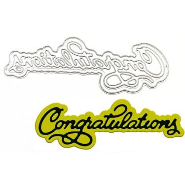 Imagem de Congratulations Die Cut for Card Making Blessing Word Metal Cutting Dies Parabéns Die Cuts Embossing Stencils Template for DIY Scrap-Booking Decor (Parabéns)