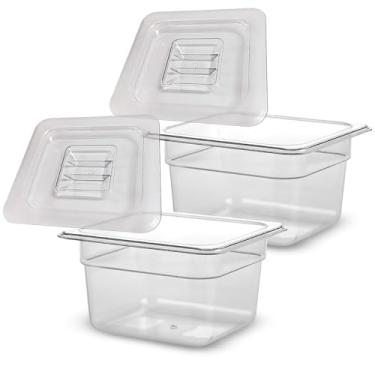 Imagem de Kit 2 Cuba Gastronômica Acrílica + Tampa Gn 1/6 100mm Buffet Profissional