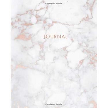 Imagem de Journal: Soft White Marble and Faux Rose Gold - Dotted Bullet Grid Journal (8 x 10 inches) - 120 Dot Pages