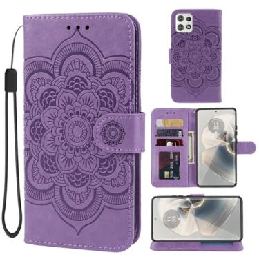 Imagem de Bohefo Capa para Motorola Edge 50 Pro, capa carteira Motorola Edge 50, capa de couro mandala, flip com suporte para cartão de crédito, capa para celular para Motorola Edge 50 Pro 5G roxa