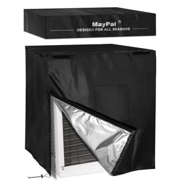 Imagem de MayPal tampa de ar condicionado central para unidades externas, tampa CA completa à prova d'água 2 em 1 com malha ventilada e design superior removível, capa de proteção de unidade CA sazona