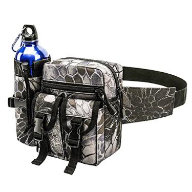 Imagem de Jaugufiy Bolsa de cintura para esportes ao ar livre com suporte de garrafa, pochete tática para ciclismo, corrida, caminhada, pesca, escalada, Listra preta, S