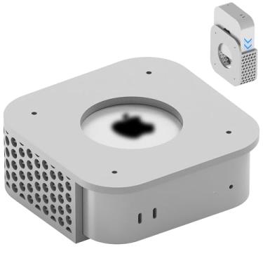 Imagem de Geekria Suporte para computador de mesa, compatível com Apple 2024 Mac Mini M4/2024 Mac Mini M4 Pro, suporte para monitor impresso em 3D - Suporte de parede - Suporte VESA - Acessórios (prata)
