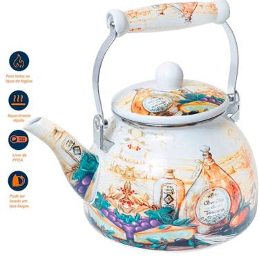 Imagem de Chaleira Esmaltada Bico De Ganso Italiana Retrô Vintage 2,5L