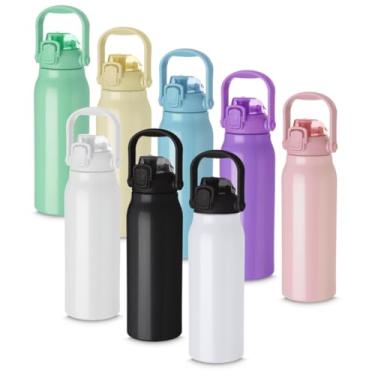 Imagem de Garrafa De Água Portatil Inox Térmica Squeeze Com Camada Dupla Litrão Com Alça e Bico 1,5L Para Academia Esporte Quente Frio UTIMAIS+ (Amarelo)