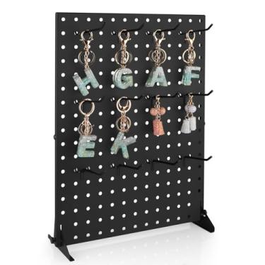 Imagem de MOLIGOU Suporte de exibição Peg Board com 12 ganchos, suporte de exibição ajustável para shows de artesanato, exibição de brincos para fornecedores