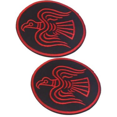 Imagem de Substituição para raro nórdico viking raven runes Odin God of War patches tático moral aplique gancho e laço emblema 2 peças raro nórdico viking raven runas Odin God of War (vermelho))