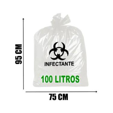 Imagem de Saco para infectante branco 100l 75x95 4 micra 100unid - Ecopolymer