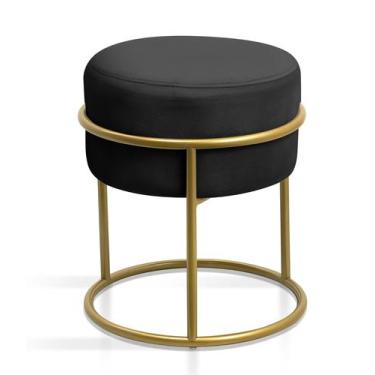 Imagem de Banqueta para Quarto Sala Penteadeira Decoração Argola de Ferro Dourad