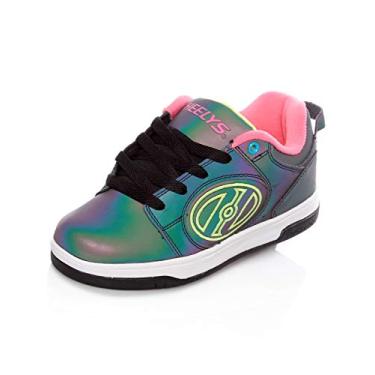 Imagem de Heelys Sapato feminino Voyager com salto com rodas, Preto refletivo/amarelo neon/rosa neon, 13 Big Kid