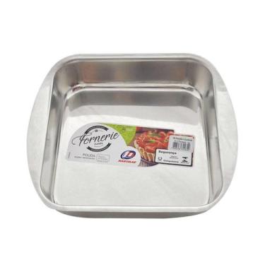 Imagem de Tabuleiro Assadeira Quadrada Alumínio Polido 29 cm - MARCOLAR