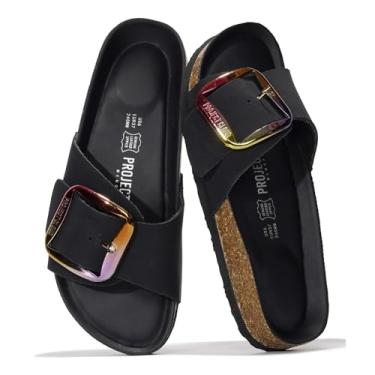 Imagem de Project Cloud Sandálias De Couro Legítimo, Itens Essenciais Para O Verão Na Praia - Chinelos E Slides Com Palmilha De Espuma Viscoelástica, Sandálias Femininas, Calçados Femininos Confortáveis (Myko