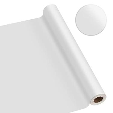 Imagem de Papel de parede branco 59.9 cm x 1000.8 cm papel de contato branco fosco sólido papel de parede removível película de vinil texturizado autoadesivo para armários impermeáveis, prateleiras, decoração