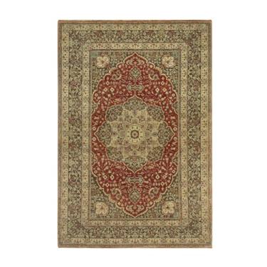 Imagem de Shahbanu Rugs Caliente Vermelho com Borda Marrom Atado à Mão Antigo Todo Tapete Oriental de Lã (1,8 m x 2,5 cm)