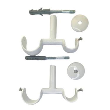 Imagem de Kit 2 Suporte Duplo Alumínio Varão para Teto 19/28mm - ART DECORAR, BR