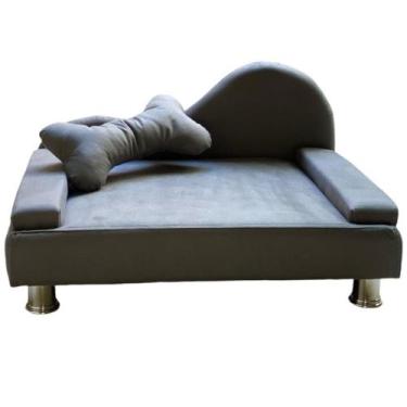 Imagem de Puff Pet Cama Estofada com Almofada Para Cachorro Amora E01 Suede Cinz