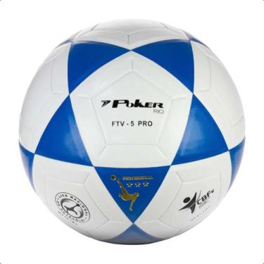 Imagem de Bola Futevôlei Vulcanizada Rio PU Poker, Branco com azul