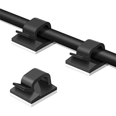 Imagem de WIIBROOK 50 clipes de cabo, suporte de cabo organizador de cabos adesivos, gerenciamento de fio de cabo forte durável para carro, escritório e casa (preto)