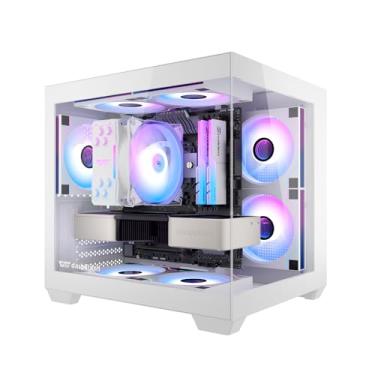 Imagem de darkFlash ITX Capa para PC, capa de computador com 3 ventiladores PWM ARGB pré-instalados, capa ITX de vidro temperado duplo com visualização completa, tamanho mini, suporta AIO de 240 mm (C275P