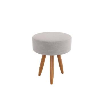 Imagem de Puff Decorativo Redondo Sofisticado Sala De Estar Moderno Bege